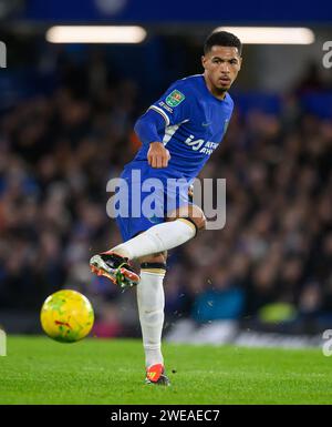23. Januar 2024: Chelsea gegen Middlesbrough – Halbfinale des EFL Cup – Stamford Bridge. Chelsea's Levi Colwill in Aktion. Bild : Mark Pain / Alamy Live News Stockfoto