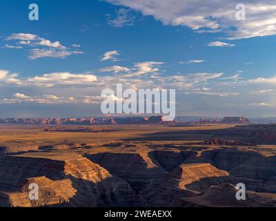 Blick auf die San Juan River Gorge bis zum Monument Valley, von Muley Point, Utah Stockfoto