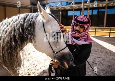 Diriyah, Arabie Saoudite. Januar 2024. Atturaif historisches Viertel Ambiente während des Diriyah E-Prix 2024, 2. Treffens der ABB FIA Formel E Weltmeisterschaft 2023-24, auf dem Riyadh Street Circuit vom 25. Bis 27. Januar in Diriyah, Saudi-Arabien - Foto Thomas Fenetre/DPPI Credit: DPPI Media/Alamy Live News Stockfoto