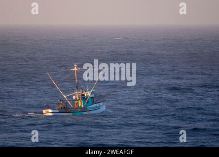 Fischerboot vor Cape Flattery, Makah Indianerreservat, Washington Stockfoto