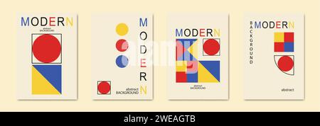 Minimalistischer Hintergrund. Vektor geometrische abstrakte Illustration Set Sammlung Karte Vintage Stil. Zum Malen, Poster, Plakaten oder Cover Stock Vektor