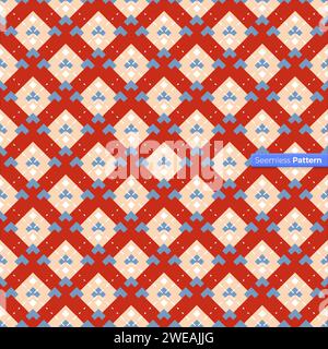 Abstraktes geometrisches quadratisches Muster. Diagonale Linie, Objekt in Rautenform, roter Hintergrund. Kreativer, minimalistischer Stil. Design für Tapeten, Geschenkpapiere Stock Vektor