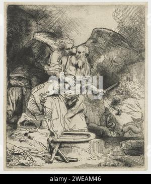 Abraham's Opfergabe, Rembrandt van Rijn, 1655 Druckpapier Ätzen / Trockenpunkt das Opfer von Isaac (Genesis 22) Stockfoto