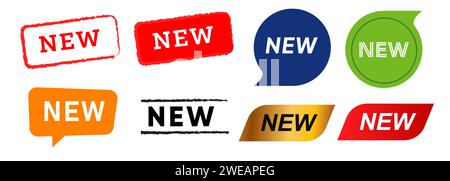 Neues Design-Set mit Aufklebern für Etikettenstempel, isoliert für das neueste Produkt Stock Vektor