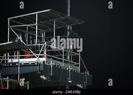 Almere, Niederlande. Januar 2024. ALMERE, 24.01.2024, Yanmar Stadium, Saison 2023/2024, niederländischer Eredivisie Football. ESPN Kamera vor dem Spiel Almere City - Fortuna Sittard Credit: Pro Shots/Alamy Live News Stockfoto