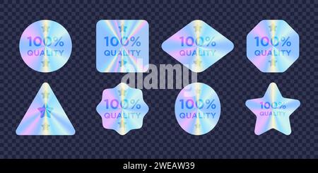 Set mit Hologrammaufklebern mit Qualitätssiegel. Stock Vektor