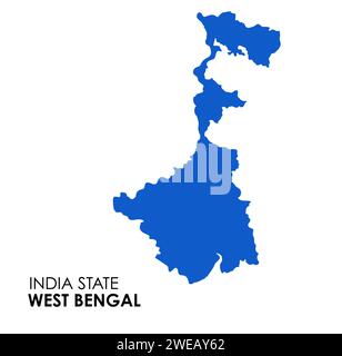 Westbengalen Karte des indischen Bundesstaates. Kalkutta-Kartenvektor-Illustration. Weißer Hintergrund. Stockfoto