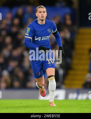 23. Januar 2024: Chelsea gegen Middlesbrough – Halbfinale des EFL Cup – Stamford Bridge. Chelsea's Mykhailo Mudryk in Aktion. Bild : Mark Pain / Alamy Live News Stockfoto
