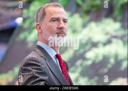 Madrid, Spanien. Januar 2024. Der spanische König Philipp VI. Besucht die Internationale Tourismusmesse FITUR auf den IFEMA-Ausstellungsräumen in Madrid. (Foto: Alberto Gardin/SOPA Images/SIPA USA) Credit: SIPA USA/Alamy Live News Stockfoto