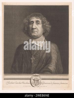 Portret van Louis Henri de Pardaillan de Gondrin, Antoine Masson, 1673 Druck Frankreich Papierstich historischer Personen Stockfoto