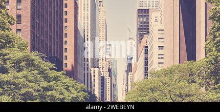 Retro-farbener Stadtblick von New York City, USA. Stockfoto