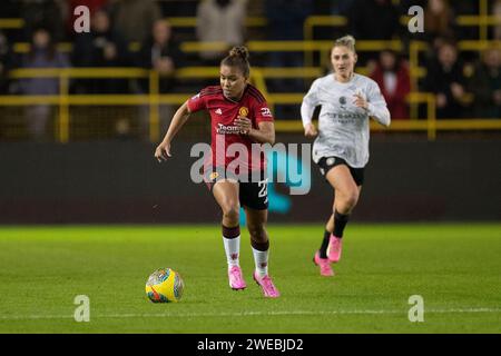 Nikita Parris #22 des WFC Manchester United beim FA Women's League Cup Gruppe B Spiel zwischen Manchester City und Manchester United im Joie Stadium, Manchester, Manchester am Mittwoch, den 24. Januar 2024. (Foto: Mike Morese | MI News) Credit: MI News & Sport /Alamy Live News Stockfoto