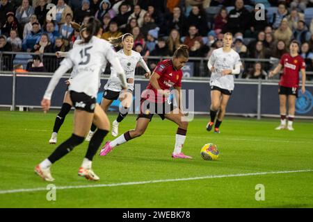 Nikita Parris #22 vom WFC Manchester United im Einsatz beim FA Women's League Cup Gruppe B Spiel zwischen Manchester City und Manchester United im Joie Stadium, Manchester am Mittwoch, den 24. Januar 2024. (Foto: Mike Morese | MI News) Credit: MI News & Sport /Alamy Live News Stockfoto