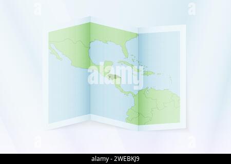 Honduras Karte, gefaltetes Papier mit Honduras Karte. Vektorabbildung. Stock Vektor