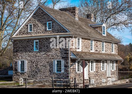 Historisches McConkey’s Ferry Inn am Washington Crossing. Stockfoto