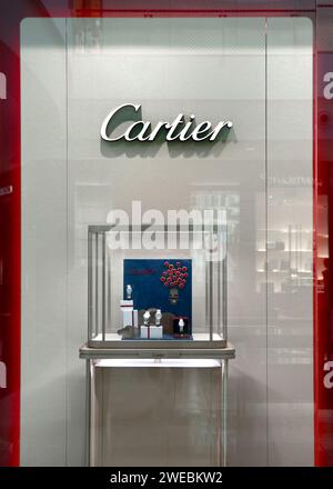 Cartier Uhrenfensteranzeige. Stockfoto