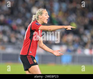 Millie Turner von Manchester United Women, beim FA Women's League Cup Spiel Manchester City Women vs Manchester United Women im Joie Stadium, Manchester, Großbritannien, 24. Januar 2024 (Foto: Cody Froggatt/News Images) Stockfoto