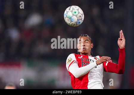 Rotterdam, Niederlande. Januar 2024. ROTTERDAM, NIEDERLANDE - 24. JANUAR: Calvin Stengs aus Feyenoord führt den Ball während des TOTO KNVB Cup-Spiels zwischen Feyenoord und PSV am 24. Januar 2024 im Stadion Feyenoord in Rotterdam, Niederlande. (Foto: Joris Verwijst/Orange Pictures) Credit: dpa/Alamy Live News Stockfoto