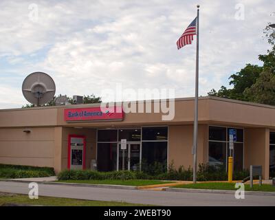 Miami, Florida, USA - 12. Dezember 2023: Zweigstelle der Bank of America. Stockfoto