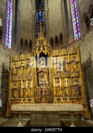 Basílica de Sant Feliu Hochaltar, Girona Stockfoto