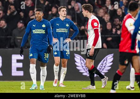 Rotterdam, Niederlande. Januar 2024. ROTTERDAM, NIEDERLANDE - 24. JANUAR: Guus Til von PSV sieht beim TOTO KNVB Cup Spiel zwischen Feyenoord und PSV im Stadion Feyenoord am 24. Januar 2024 in Rotterdam, Niederlande. (Foto von Joris Verwijst/Orange Pictures) Credit: Orange Pics BV/Alamy Live News Stockfoto