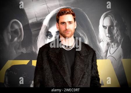 Middlesbrough, Großbritannien. Januar 2024. Oliver Jackson-Cohen wurde bei der britischen Premiere des Action-Thrillers „Jackdaw“ in Middlesbrough gezeigt. Der Film (unterstützt von Tees Valley Combined Authority und North East Screen) wurde im Nordosten Englands gedreht und wurde von Jamie Childs gedreht. Die Hauptrollen waren Oliver Jackson-Cohen, Jenna Coleman, Thomas Turgoose und der Schauspieler Joe Blakemore aus dem Nordosten. Quelle: James Hind/Alamy Live News. Stockfoto