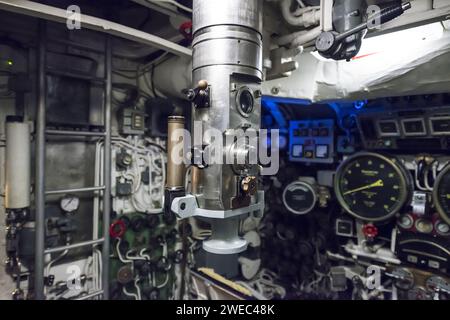 Periskop in einem U-Boot in Italien. Stockfoto