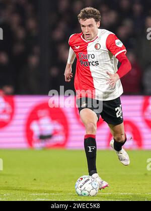 Rotterdam, Niederlande. Januar 2024. ROTTERDAM, NIEDERLANDE - 24. JANUAR: Mats Wieffer of Feyenoord läuft mit dem Ball während des TOTO KNVB Cup-Spiels zwischen Feyenoord und PSV am 24. Januar 2024 im Stadion Feyenoord in Rotterdam, Niederlande. (Foto von Joris Verwijst/Orange Pictures) Credit: Orange Pics BV/Alamy Live News Stockfoto