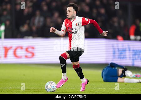 Rotterdam, Niederlande. Januar 2024. ROTTERDAM, NIEDERLANDE - 24. JANUAR: Quilindschy Hartman aus Feyenoord läuft mit dem Ball während des TOTO KNVB Cup-Spiels zwischen Feyenoord und PSV am 24. Januar 2024 im Stadion Feyenoord in Rotterdam. (Foto von Joris Verwijst/Orange Pictures) Credit: Orange Pics BV/Alamy Live News Stockfoto