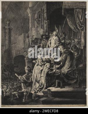 Christus vor Pilatus: Große Platte, Rembrandt van Rijn, Druckpapier-Ätzung 1635 Stockfoto