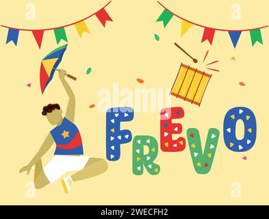 FREVO, traditionelle brasilianische Party. Stock Vektor