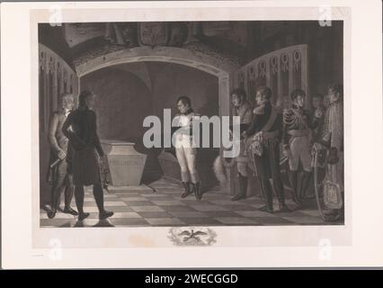 Napoleon besucht das Grab von Friedrich II. Van Pruisen, Anonym, 1806–1900 Druck Frankreich Papier graviert historische Personen. Grab, Grab Stockfoto