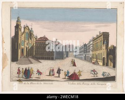 Gezicht OP Het Piazza della Nunziata TE Genua, Familie Remondini (ACTRUTED TO), 1700 - 1799 links die Basilika Santissima Annunziata del fixedato. Unten rechts nummeriert: GG 6. Verlag: Bassano del Grappaprint Maker: Italy Paper. Aquarell (Farbe) Ätzen/Pinsel Quadrat, Ort, Zirkus usw. (+ Stadt (-Landschaft) mit Zahlen, Personal). Kirche (außen) Piazza della Nunziata. Die heiligste Annunziata del Vastato Stockfoto