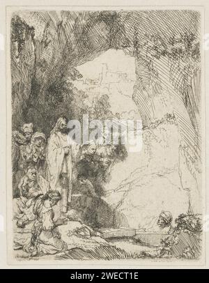 The Raising of Lazarus: Small Plate, Rembrandt van Rijn, 1642 Druckpapier zur Ätzung des Lazarus ('Lazarus, Come out') Stockfoto