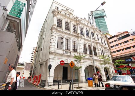 Blick auf alte Ladenhäuser in Leboh Ampang in Kuala Lumpur, Malaysia. Stockfoto