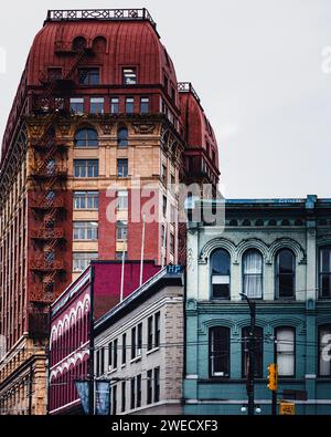 Architektur, Außengebäude im Gastown-Viertel von Vancouver, British Columbia, Kanada Stockfoto
