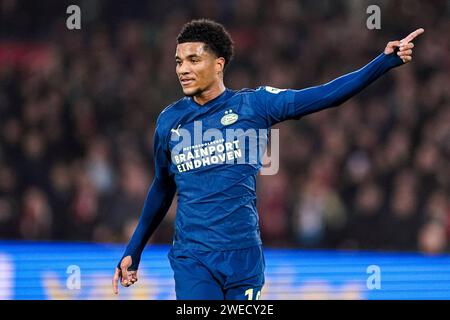 Rotterdam, Niederlande. Januar 2024. ROTTERDAM, NIEDERLANDE - 24. JANUAR: Malik Tillman von PSV punktet mit dem Finger beim TOTO KNVB Cup Spiel zwischen Feyenoord und PSV im Stadion Feyenoord am 24. Januar 2024 in Rotterdam. (Foto: Joris Verwijst/Orange Pictures) Credit: dpa/Alamy Live News Stockfoto