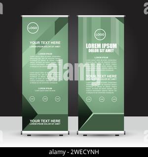 SAP Green Farbkombinationsthema Roll Up Banner Vorlage, Standbanner Design, Werbung und Display. Vektorkonstruktion. Stock Vektor