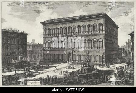 Palazzo Farnese Te Rome, Giovanni Battista Piranesi, 1748 - 1778 Print Ansicht des Palazzo Farnese an der Piazza Farnese in Rom. Titel auf Banderol unten links. Rom Papierätzung Hôtel, d. h. kleiner Palast in der Stadt Rom. Palazzo Farnese. Platz Farnese Stockfoto