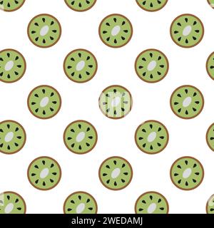 Nahtloses Muster mit Kiwi. Sommermotiv für Postkarten, Geschenkpapier, Textilien und Tapeten. Illustration der Vektorabwicklung. Stock Vektor
