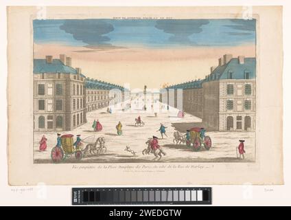 Blick auf den Place Dauphine und die Rue de Harlay in Paris, Basset, 1700 - 1799 Druck nummeriert: 162. Verlag: Parisprint Maker: France Paper. Aquarell (Farbe) Ätzen/Pinsel Quadrat, Ort, Zirkus usw. (+ Stadt (-Landschaft) mit Zahlen, Personal). Straße (+ Stadt (-Landschaft) mit Figuren, Personal) Place Dauphine. Harlay Street Stockfoto