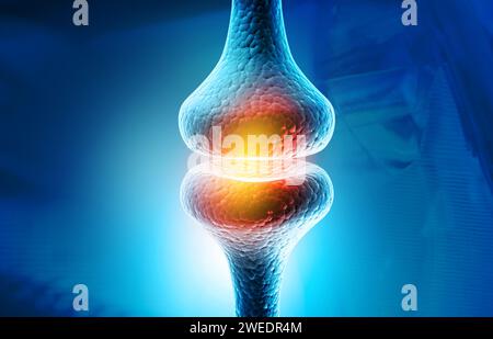 Nervenimpulse auf naturwissenschaftlichem Hintergrund. 3D-Abbildung Stockfoto