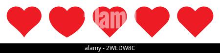 Perfection Vector Hearts Icons Set, Valentinstag, 14. Februar, Vintage Design. Rotes Herz - Stock Vektor. Stock Vektor