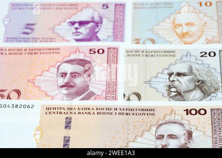 Bosnien und Herzegowina Geld - konvertierbar markieren einen geschäftlichen Hintergrund Stockfoto