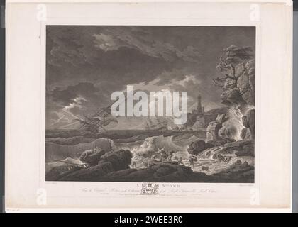 Schiffswrack an einer felsigen Küste, Daniel Lerpinière, nach Claude Joseph Vernet, 1782 Druck London Papier Radierung / Gravur Schiffswrack. Felsige Küste Stockfoto