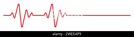 Symbol für rote Herzschlaglinie. Symbol für die Pulskurve, EKG oder EKG-Kardio-Kurve für die Gesundheits- und medizinische Kardiologie-Analyse. Schlaganfall-Herzdiagramm, Kardiogramm. Vektor Stock Vektor