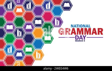 Nationaler Grammatiktag. Vektorabbildung. März. Geeignet für Grußkarten, Poster und Banner. Stock Vektor