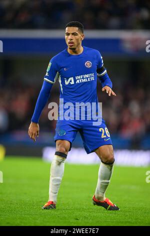 23. Januar 2024: Chelsea gegen Middlesbrough – Halbfinale des EFL Cup – Stamford Bridge. Chelsea's Levi Colwill in Aktion. Bild : Mark Pain / Alamy Live News Stockfoto