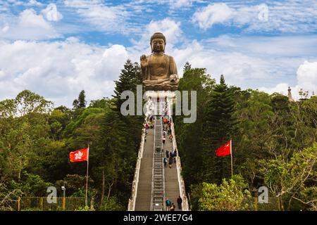 Der große Buddha befindet sich in Ngong Ping, Lantau Island, in Hongkong. Stockfoto