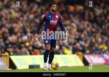 Darnell Furlong of West Bromwich Albion - Norwich City gegen West Bromwich Albion, Sky Bet Championship, Carrow Road, Norwich, Großbritannien - 20. Januar 2024 nur redaktionelle Verwendung - es gelten Einschränkungen von DataCo Stockfoto